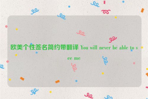 欧美个性签名简约带翻译 You will never be able to see me