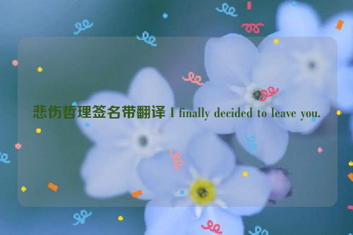 悲伤哲理签名带翻译 I finally decided to leave you.