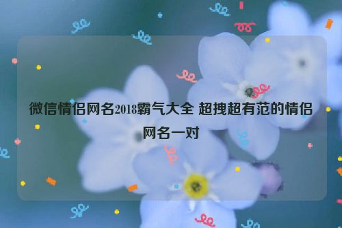 微信情侣网名2018霸气大全 超拽超有范的情侣网名一对