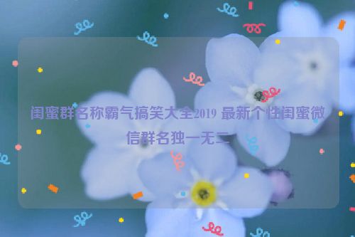 闺蜜群名称霸气搞笑大全2019 最新个性闺蜜微信群名独一无二