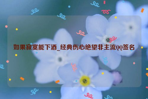 如果寂寞能下酒_经典伤心绝望非主流QQ签名