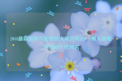 2018最新版霸气超拽的火星文网名 一般人都看不懂的个性网名