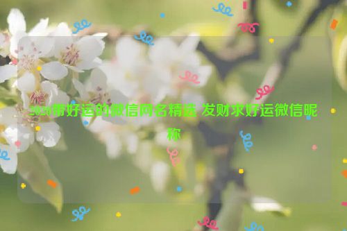 2020带好运的微信网名精选 发财求好运微信昵称