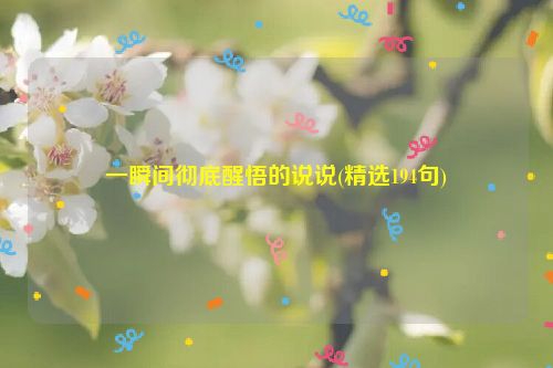 一瞬间彻底醒悟的说说(精选194句)