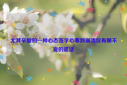 尤其辛酸的一种心态签字心寒到崩溃仅有聊不完的谎话