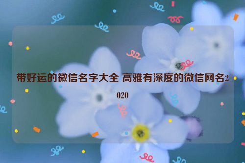 带好运的微信名字大全 高雅有深度的微信网名2020