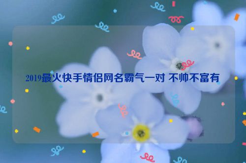 2019最火快手情侣网名霸气一对 不帅不富有