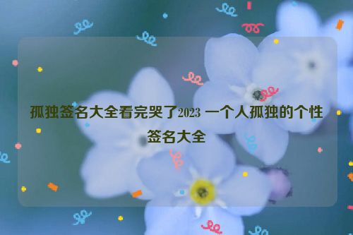 孤独签名大全看完哭了2023 一个人孤独的个性签名大全