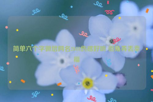 简单六个字微信网名2018伤感好听 街角弄丢幸福