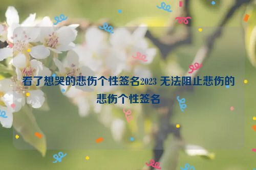 看了想哭的悲伤个性签名2023 无法阻止悲伤的悲伤个性签名