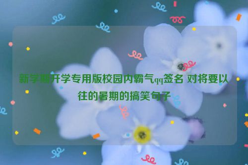 新学期开学专用版校园内霸气qq签名 对将要以往的暑期的搞笑句子