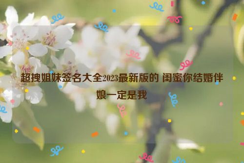 超拽姐妹签名大全2023最新版的 闺蜜你结婚伴娘一定是我