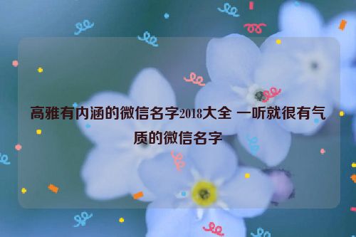 高雅有内涵的微信名字2018大全 一听就很有气质的微信名字