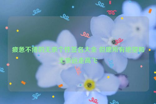 疲惫不倦的无奈个性签名大全 但愿所有绝望和无奈远走高飞