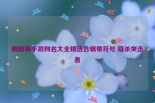 阴阳师手游网名大全精选合辑带符号 暗杀突击者