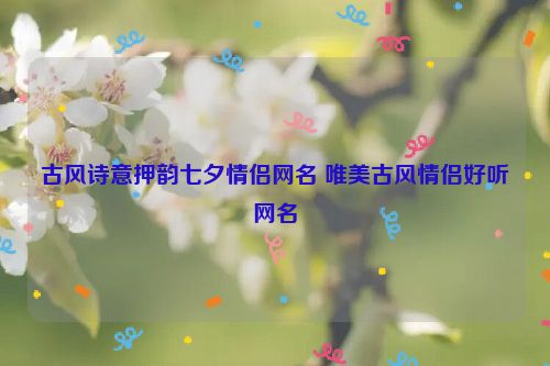 古风诗意押韵七夕情侣网名 唯美古风情侣好听网名