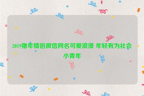 2019猪年情侣微信网名可爱浪漫 年轻有为社会小青年