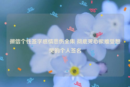 微信个性签字感情悲伤全集 彻底死心很难受想哭的个人签名