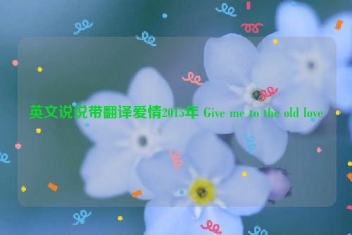 英文说说带翻译爱情2015年 Give me to the old love