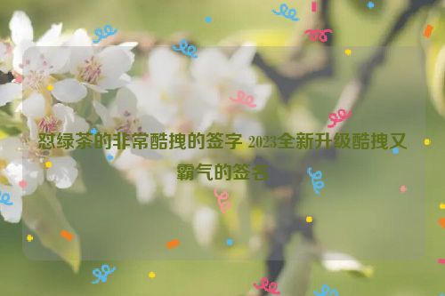 怼绿茶的非常酷拽的签字 2023全新升级酷拽又霸气的签名