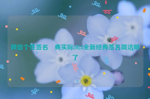 微信个性签名經典实际2023全新经典签名简洁明了