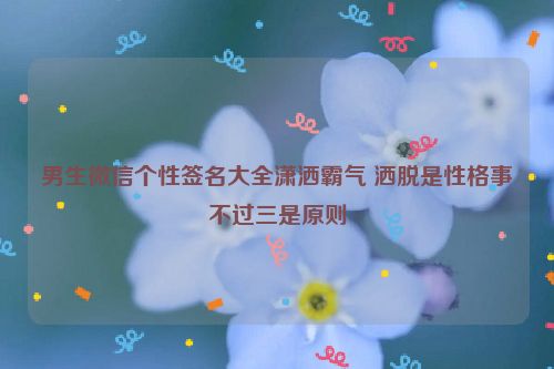 男生微信个性签名大全潇洒霸气 洒脱是性格事不过三是原则