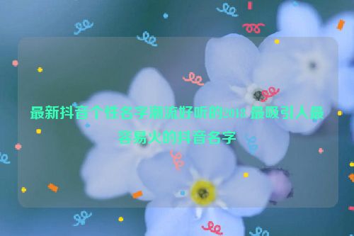 最新抖音个性名字潮流好听的2018 最吸引人最容易火的抖音名字