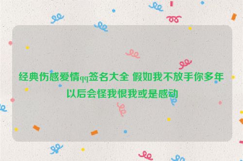 经典伤感爱情qq签名大全 假如我不放手你多年以后会怪我恨我或是感动