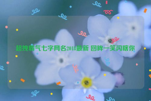 超拽霸气七字网名2018最新 回眸一笑闪瞎你