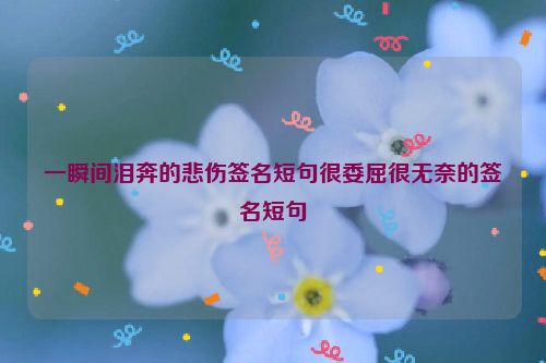 一瞬间泪奔的悲伤签名短句很委屈很无奈的签名短句